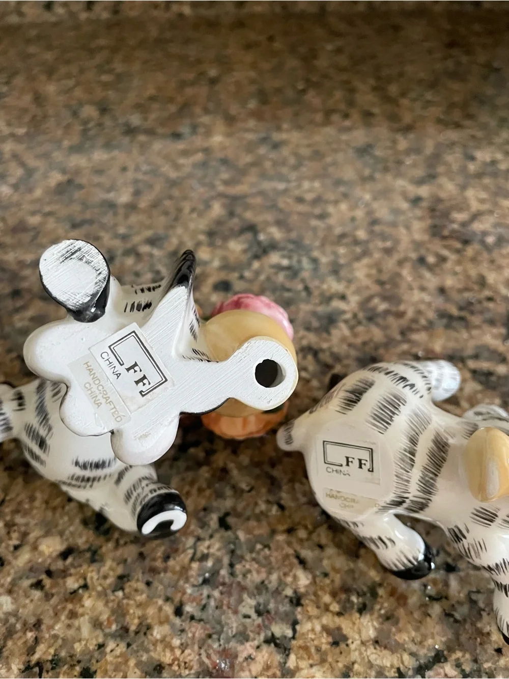 Vintage Set of Fitz and Floyd Tumbling Zebra Figurines Cottagecore Safari Themed